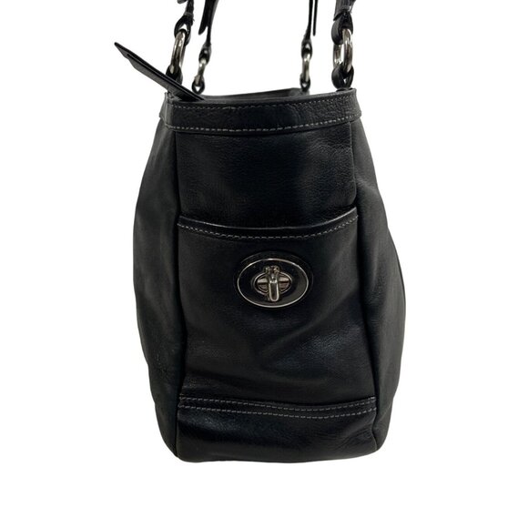 Coach East West Gallery pleated Leather Silver Tone Detail Shoulder Bag Sz M - Picture 7 of 16